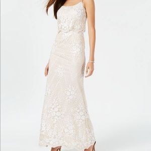 (Worn once) Adrianna Papell all-beaded white gown